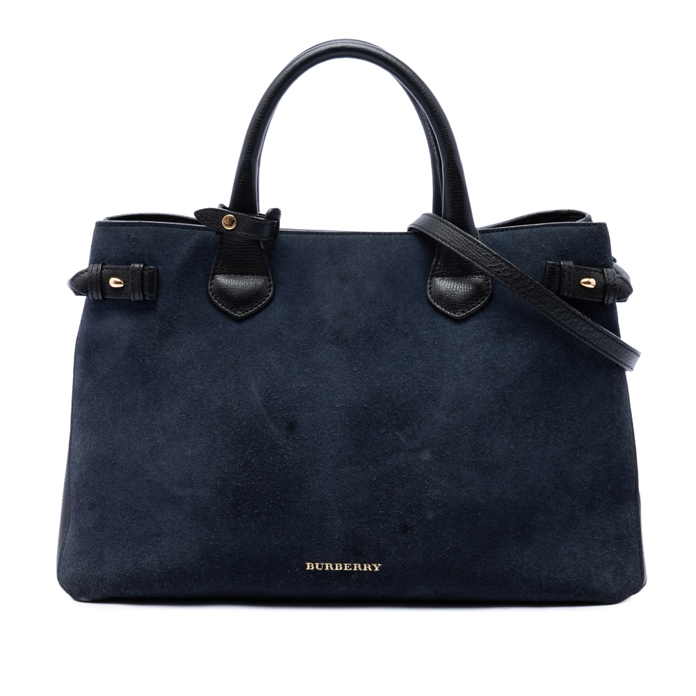 Pre-Loved Burberry Medium Suede and Calfskin Banner Satchel